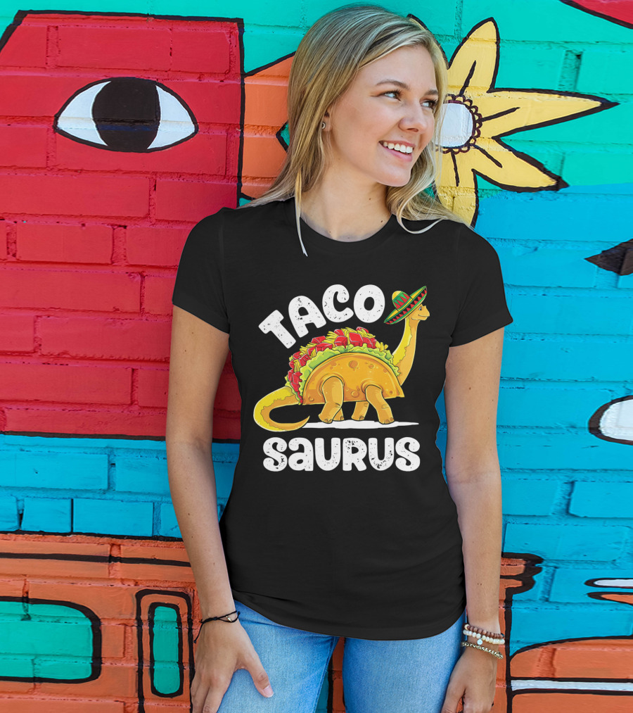 Tacosaurus Sombrero Cinco De Mayo Taco Dinosaur T-Shirt