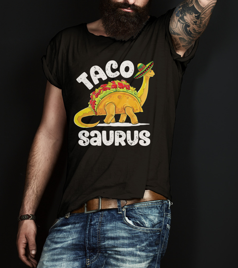 Tacosaurus Sombrero Cinco De Mayo Taco Dinosaur T-Shirt