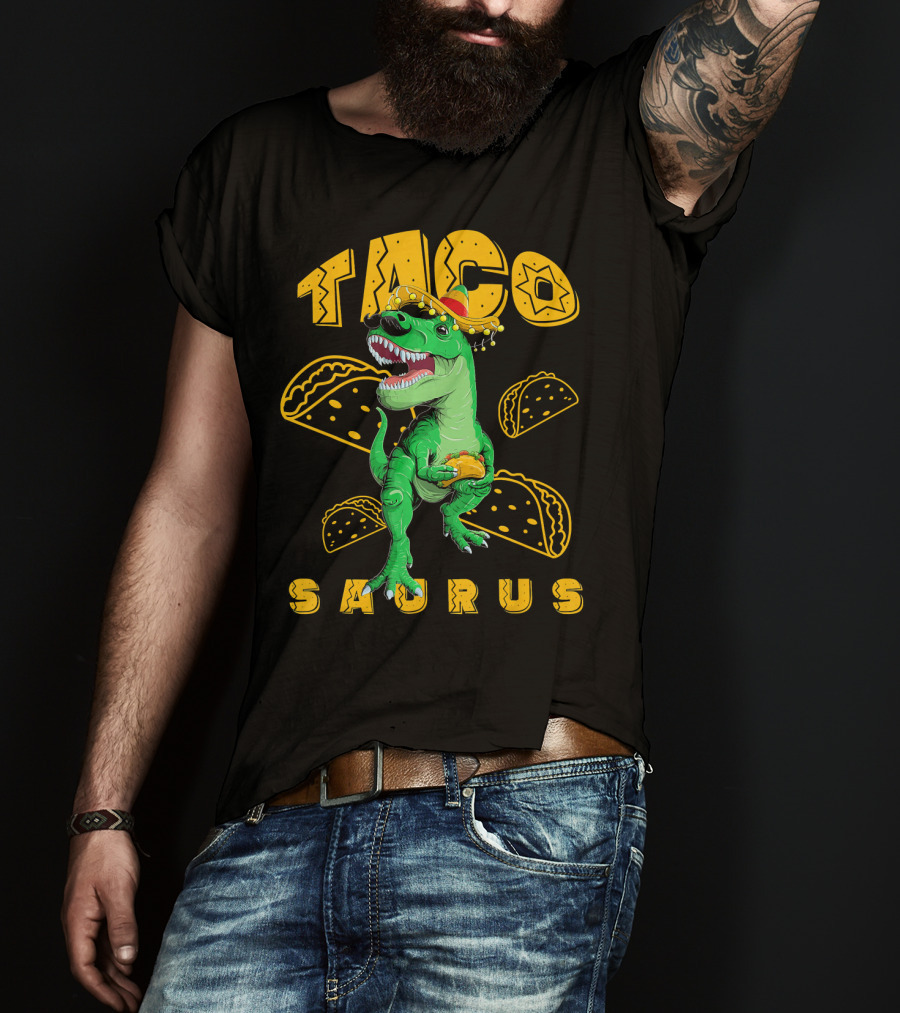 Cinco De Mayo Taco Saurus Dinosaur With Sombrero And Tacos T-Shirt