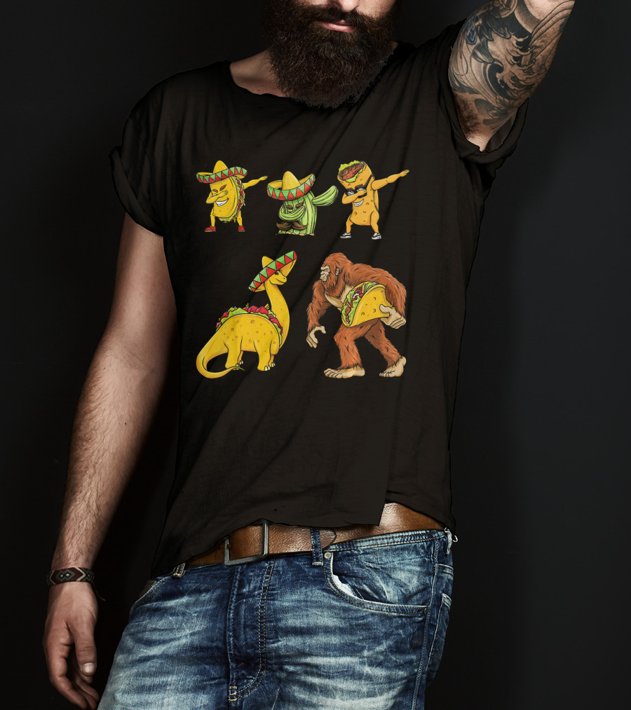 Cinco De Mayo Taco Cactus Burrito Dinosaur Sombrero Bigfoot T-Shirt