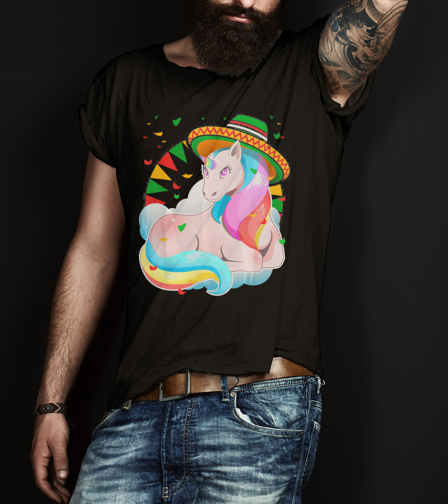 Cinco De Mayo Magical Unicorn Sombrero T-Shirt