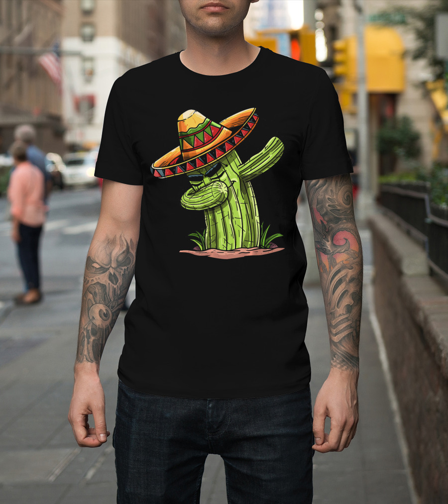 Dabbing Cactus Sombrero Funny Cinco De Mayo T-Shirt