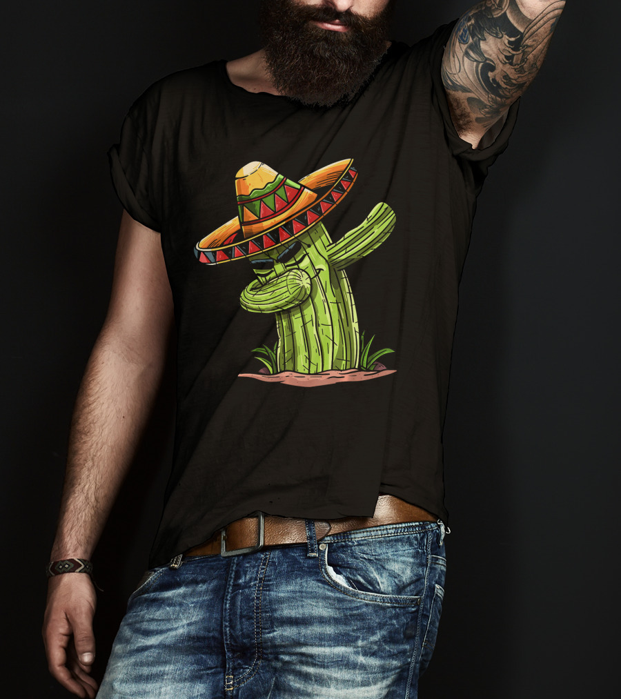 Dabbing Cactus Sombrero Funny Cinco De Mayo T-Shirt