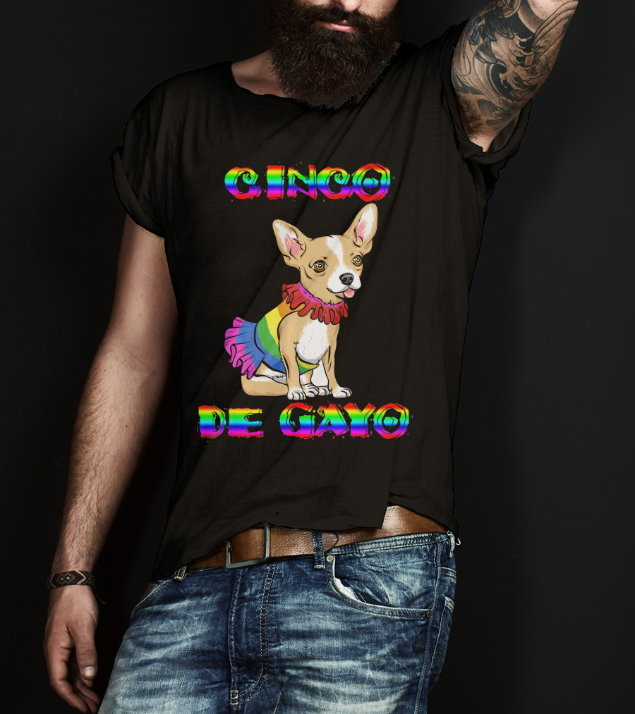 Cinco De Mayo Cinco De Gayo Rainbow Chihuahua T-Shirt