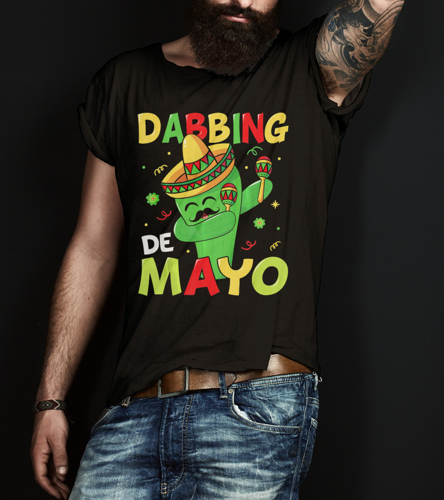 Dabbing Cactus Cinco De Mayo Sombrero Maracas T-Shirt