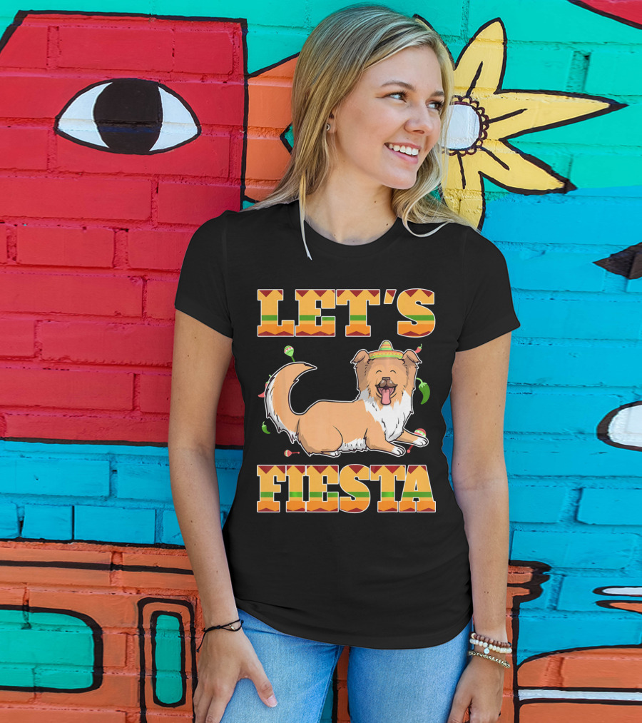 Let's Fiesta Rough Collie Dog Cinco De Mayo T-Shirt