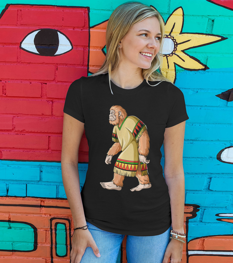 Bigfoot Sasquatch In Mexican Poncho Cultural Attire T-Shirt