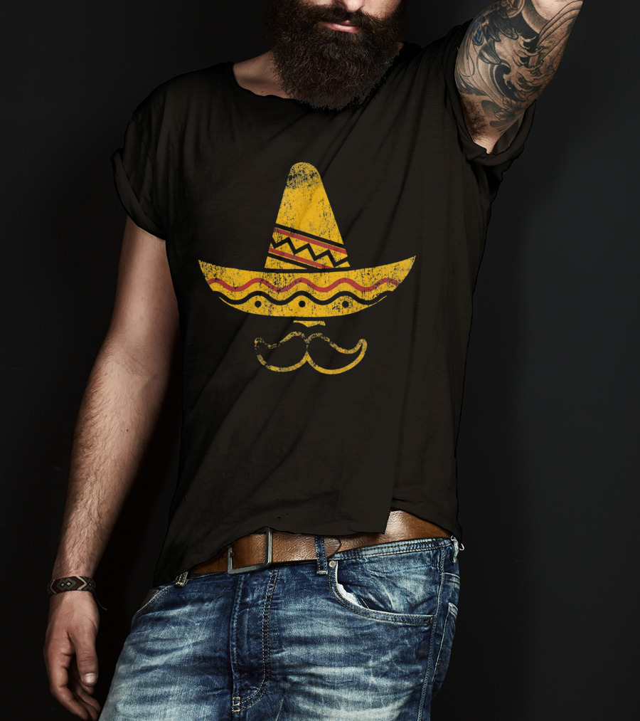 Cinco De Mayo Mustache Sombrero Mexican Hat T-Shirt