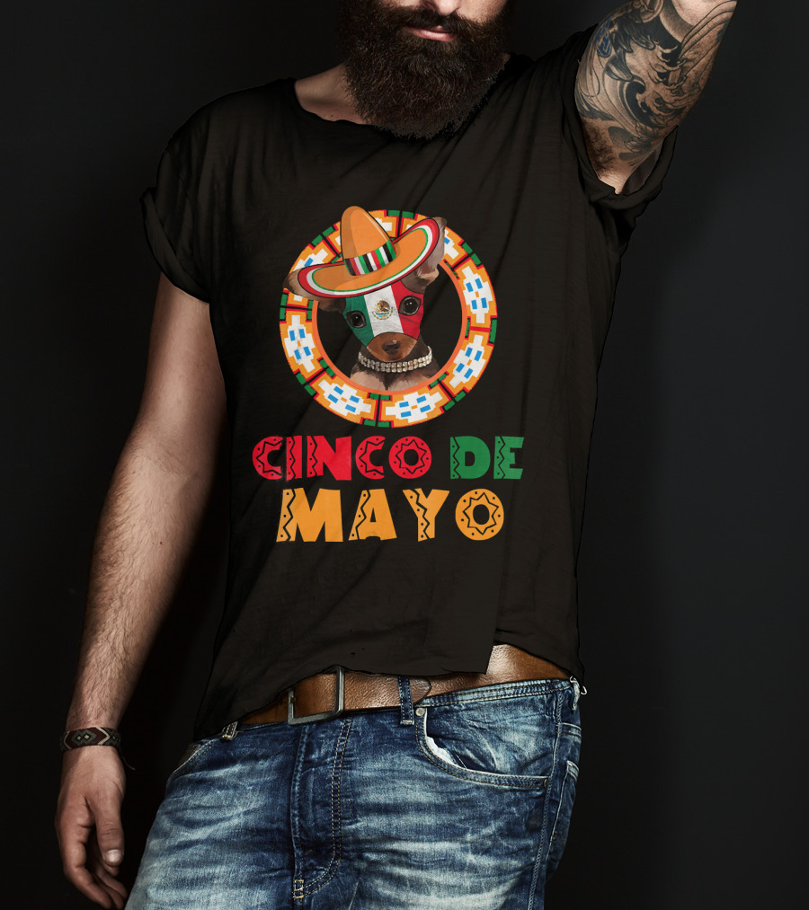 Cinco De Mayo Dog Chihuahua Mexican Sombrero T-Shirt