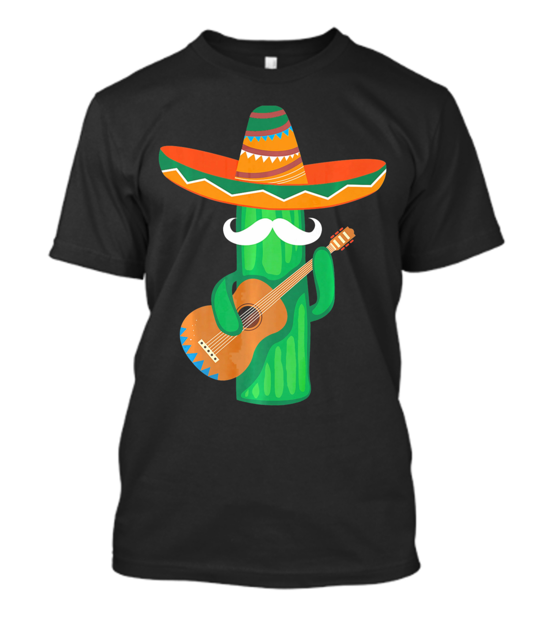 Mustache Cactus Sombrero Playing Guitar T-Shirt