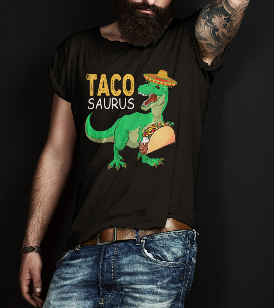 Taco Tacosaurus Dinosaur Sombrero Mexican Cinco De Mayo T-Shirt
