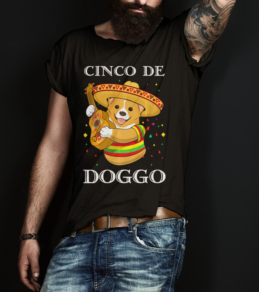 Cinco De Doggo Funny Corgi Guitar Fiesta T-Shirt