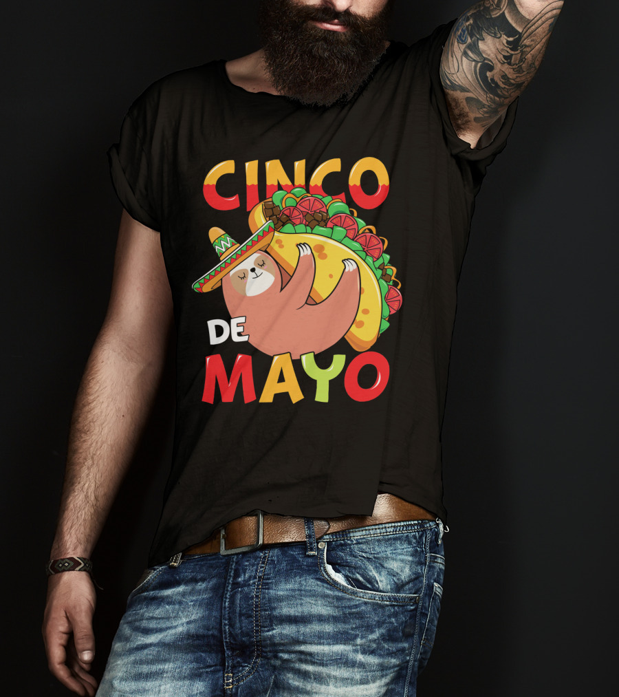 Cinco De Mayo Sloth With Sombrero And Taco T-Shirt
