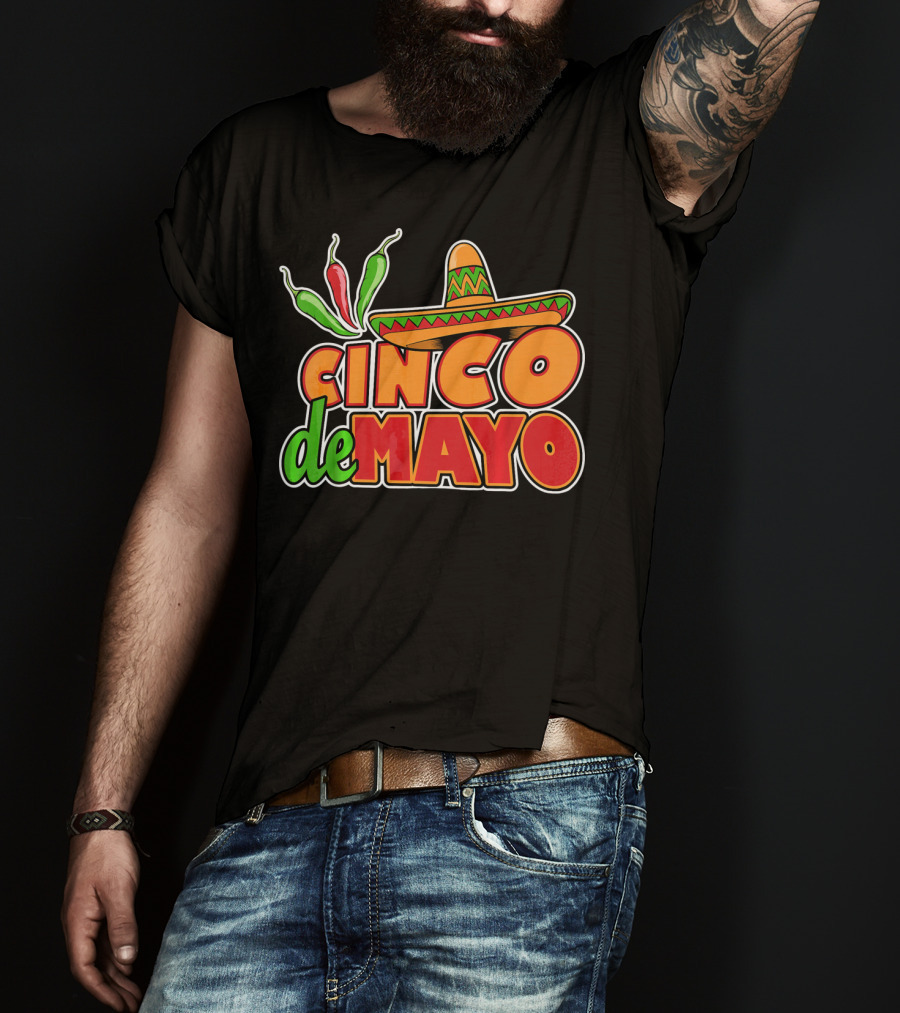 Cinco De Mayo Sombrero And Chilis T-Shirt