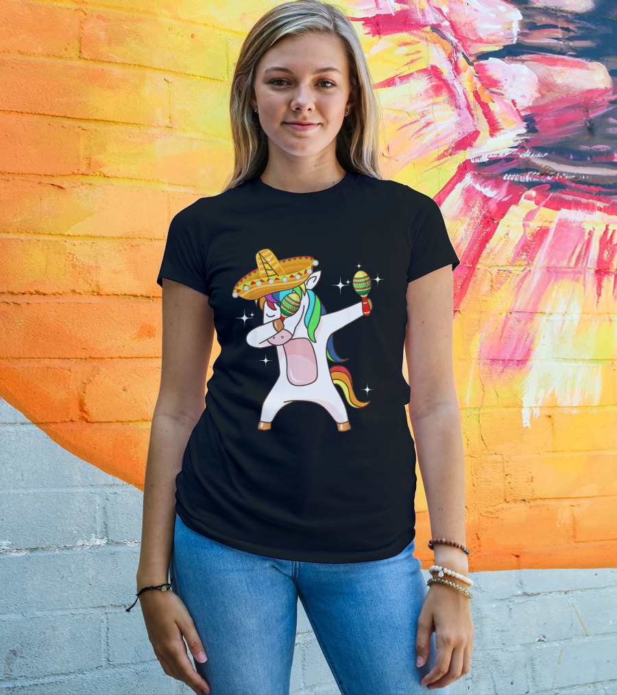 Dabbing Unicorn Sombrero Maracas Cinco De Mayo T-Shirt
