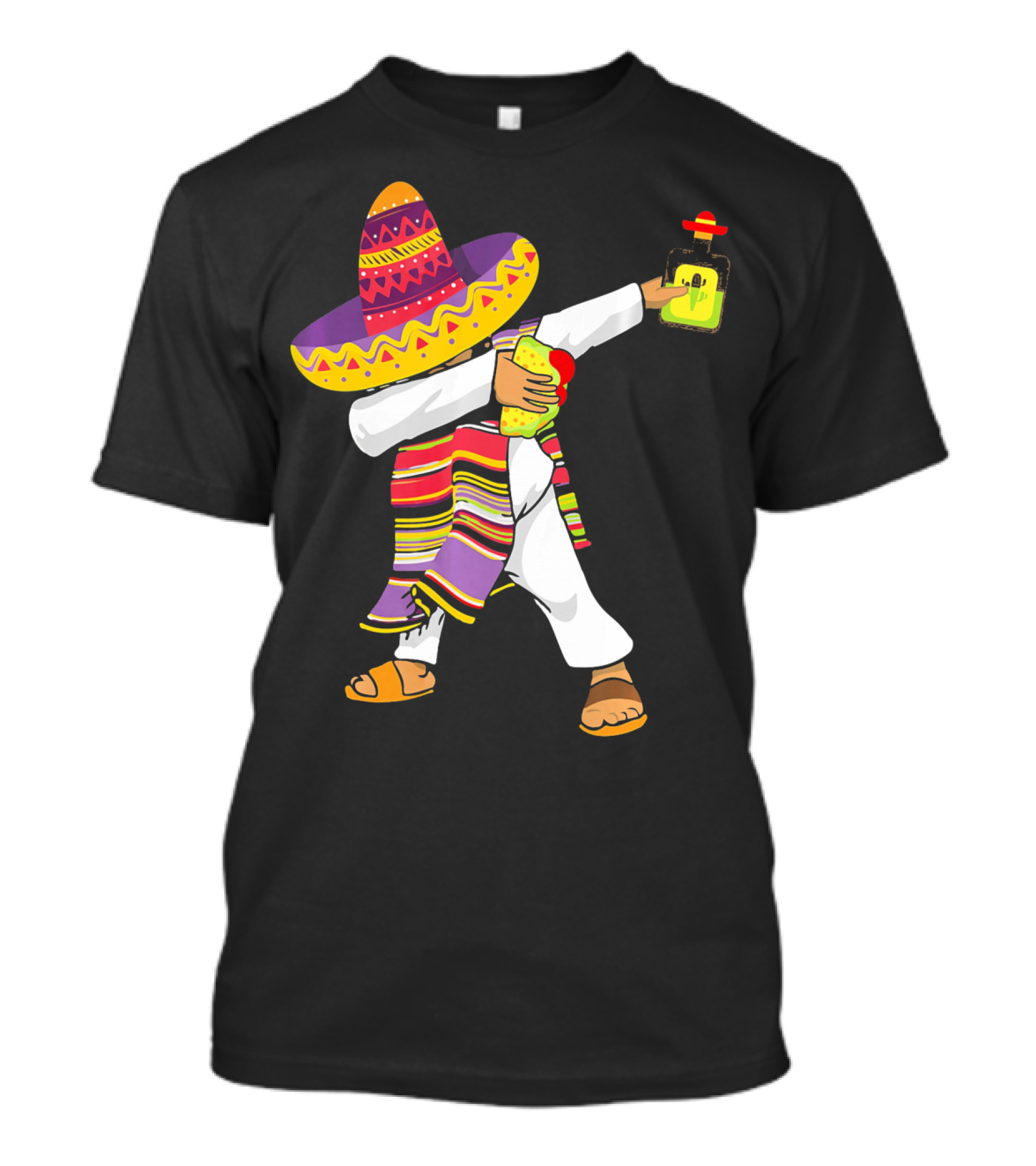 Mexican Poncho Dabbing Sombrero Cinco De Mayo Tequila T-Shirt