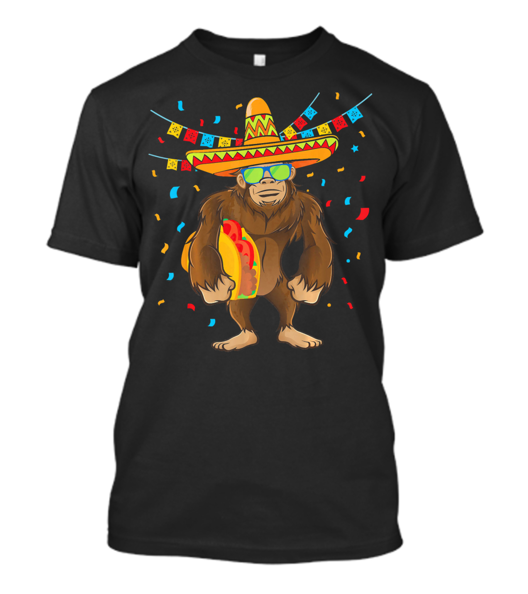 Bigfoot Sombrero Taco Cinco De Mayo Festive T-Shirt