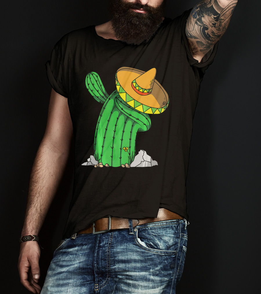 Cinco De Mayo Dabbing Cactus With Sombrero Fun T-Shirt