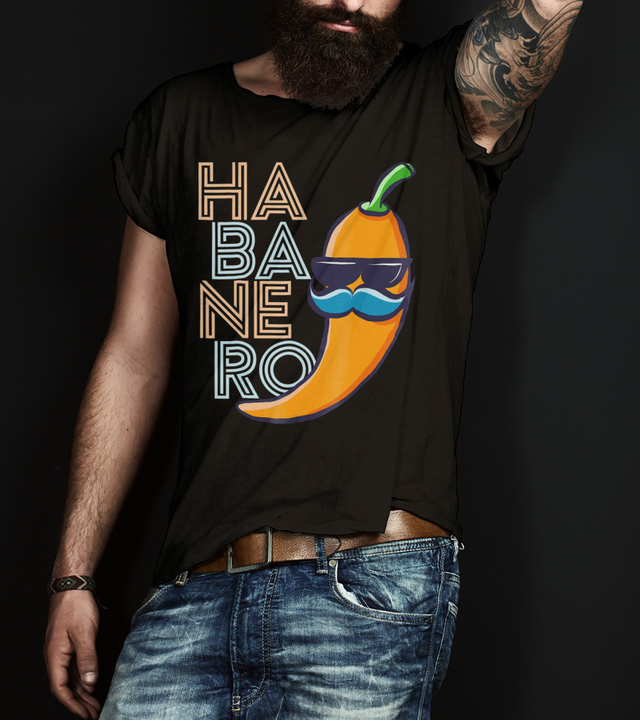 Habanero Lover Emoji Cinco De Mayo Mustache Pepper T-Shirt