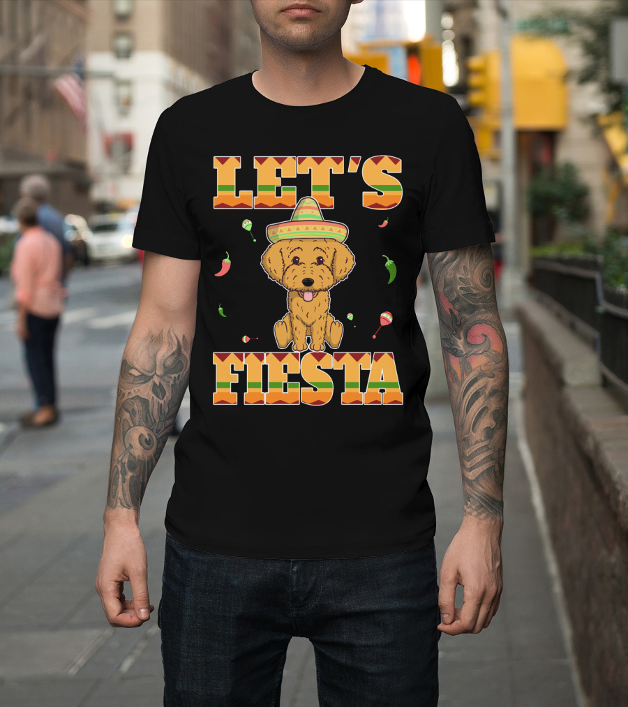 Let's Fiesta Goldendoodle Dog Cinco De Mayo Sombrero Maracas Peppers T-Shirt