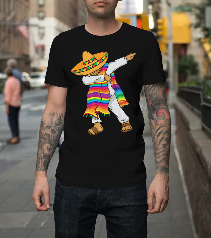 Dabbing Mexican Poncho Cinco De Mayo T-Shirt