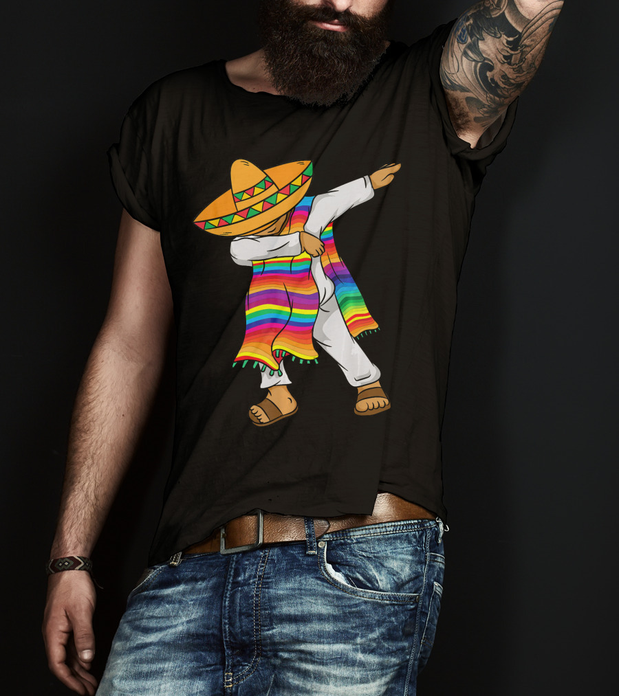 Dabbing Mexican Poncho Cinco De Mayo T-Shirt