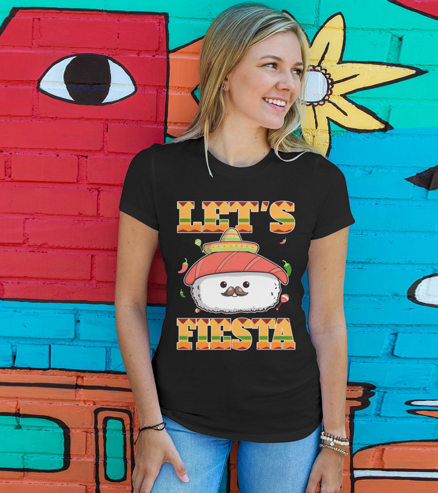 Let's Fiesta Sushi Cinco De Mayo Mexican Sombrero Cute Sushi T-Shirt