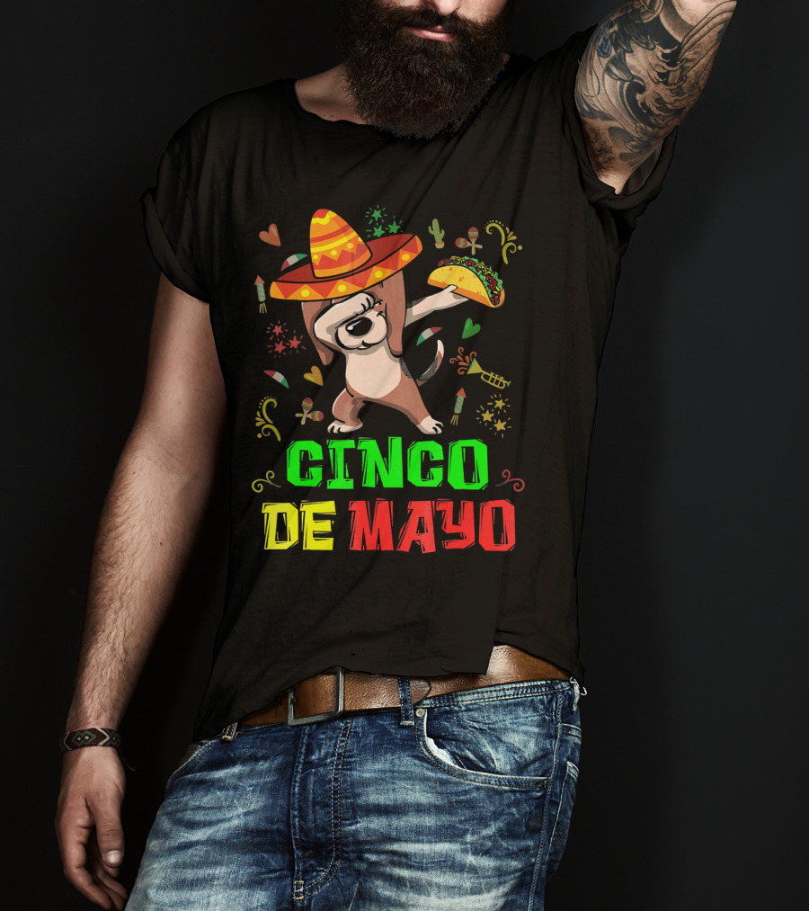 Cinco De Mayo Dabbing Taco Fiesta Dog Sombrero T-Shirt