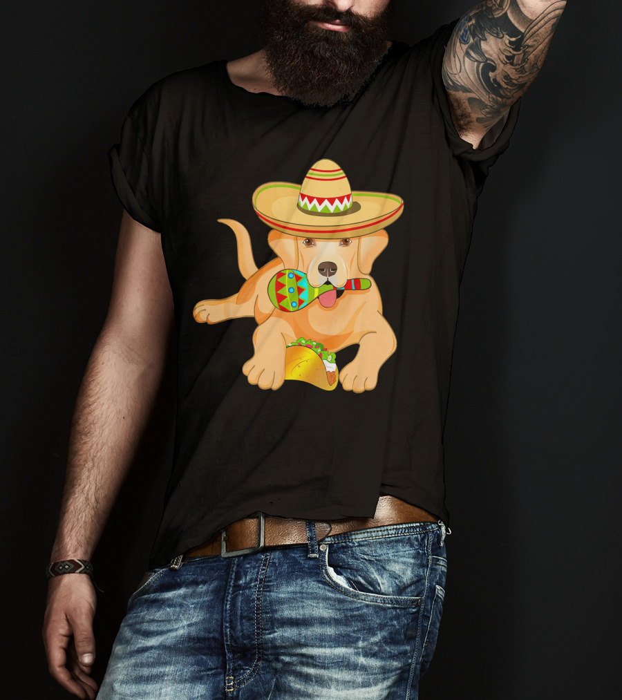 Cinco De Mayo Labrador Dog With Sombrero Taco And Maraca T-Shirt