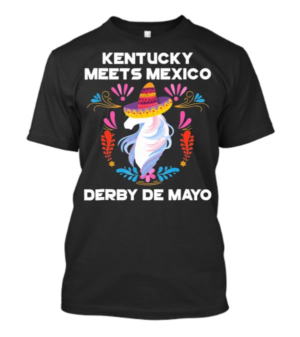 Kentucky Meets Mexico Derby De Mayo Sombrero Horse Floral T-Shirt