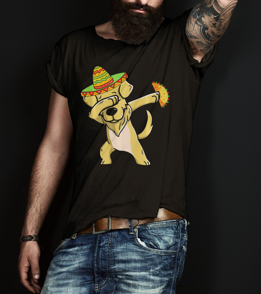 Golden Retriever Dabbing With Sombrero And Taco T-Shirt