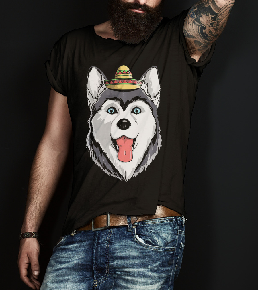 Fiesta Siberian Husky Sombrero Cinco De Mayo Mexi T-Shirt