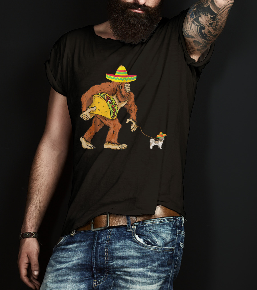 Cinco De Mayo Bigfoot Taco Shih Tzu Sombrero T-Shirt