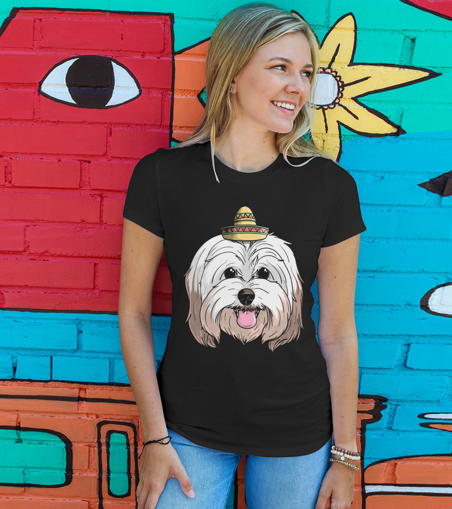Havanese Dog Sombrero Fiesta Cinco De Mayo T-Shirt