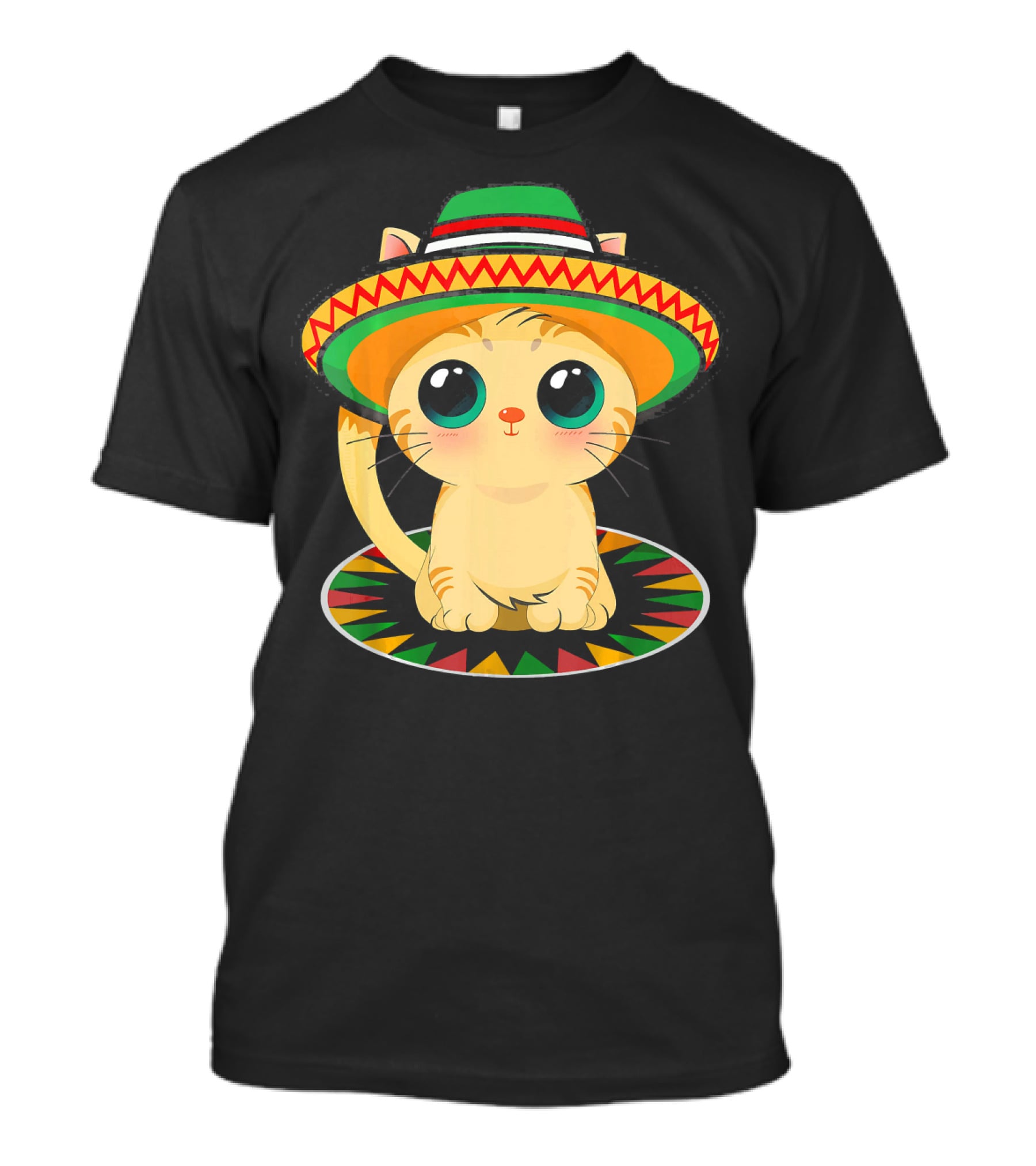 Cute Cat Cinco De Mayo 5th Of May Celebration With Sombrero T-Shirt