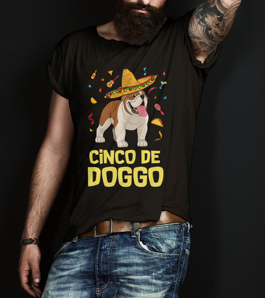 Cinco De Doggo Taco Sombrero English Bulldog T-Shirt