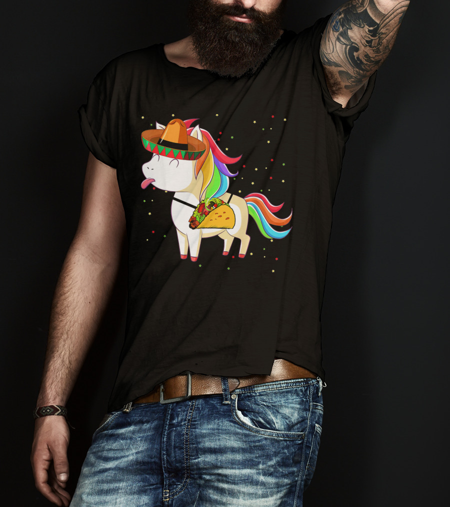 Sombrero Taco Unicorn Cinco De Mayo T-Shirt