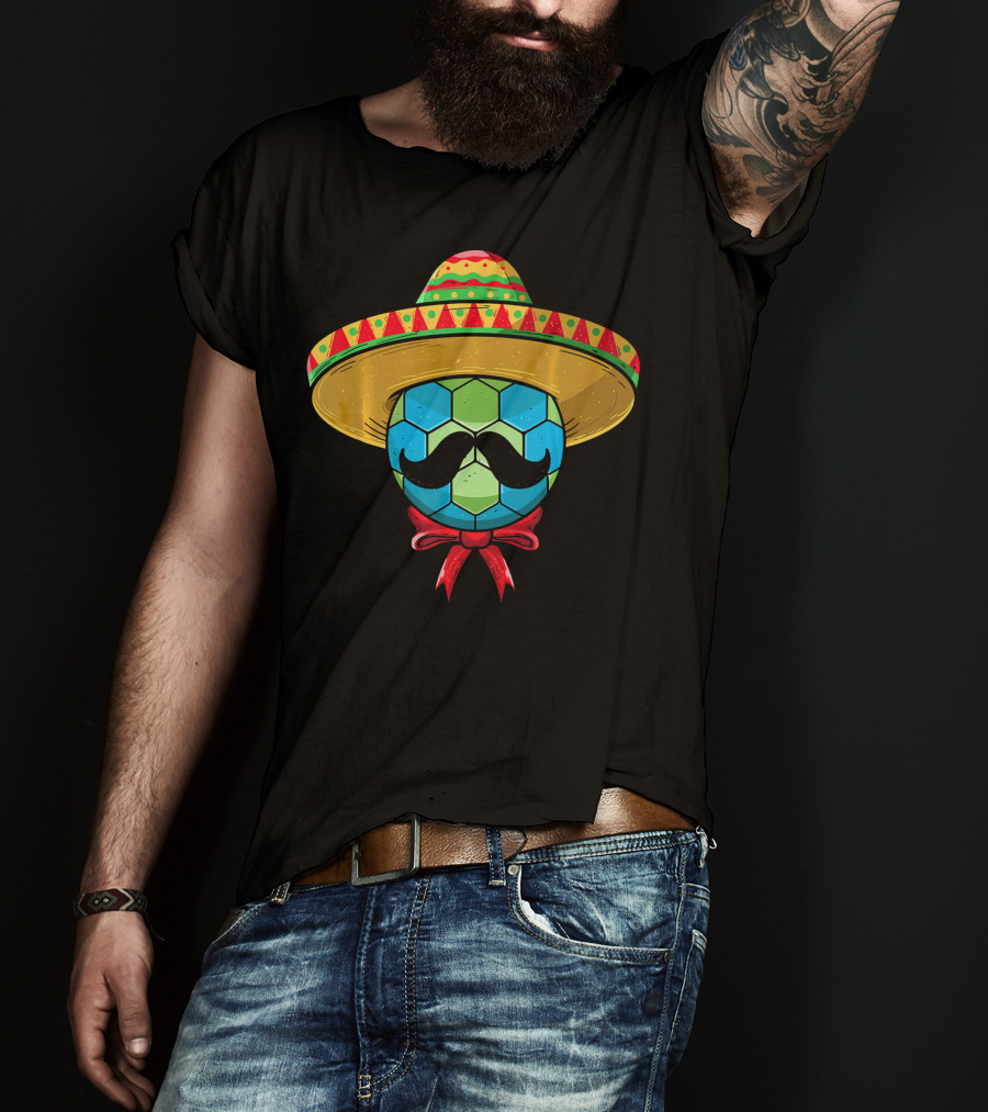 Cinco De Mayo Mexican Sombrero Mustache Handball T-Shirt