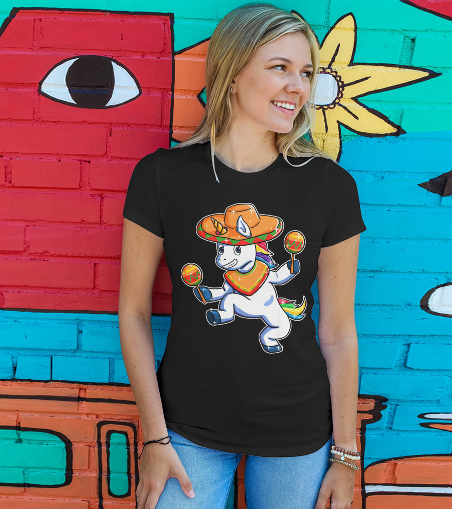 Funny Sombrero Unicorn Cinco De Mayo T-Shirt