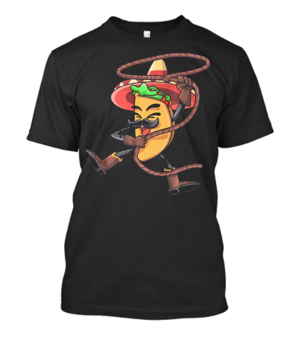 Mexican Taco Cowboy Funny Sombrero Lasso Cinco De Mayo T-Shirt