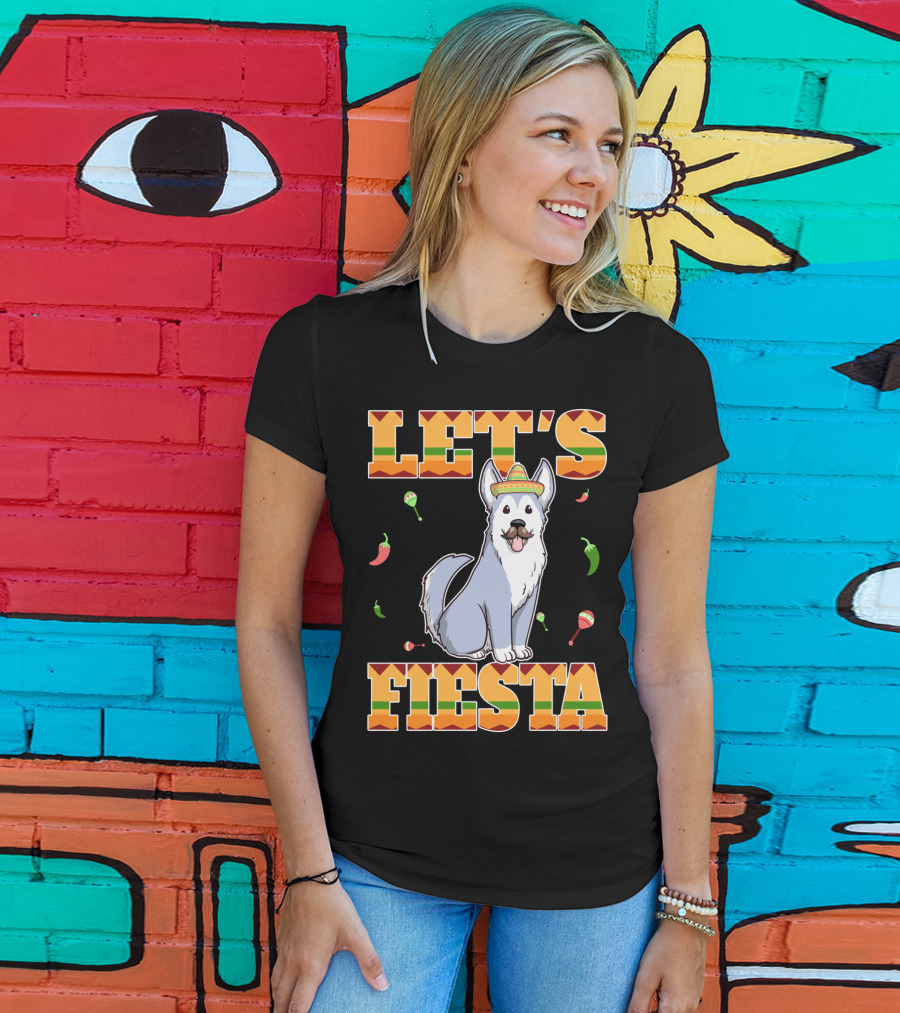 Let's Fiesta Husky Dog Sombrero Cinco De Mayo T-Shirt