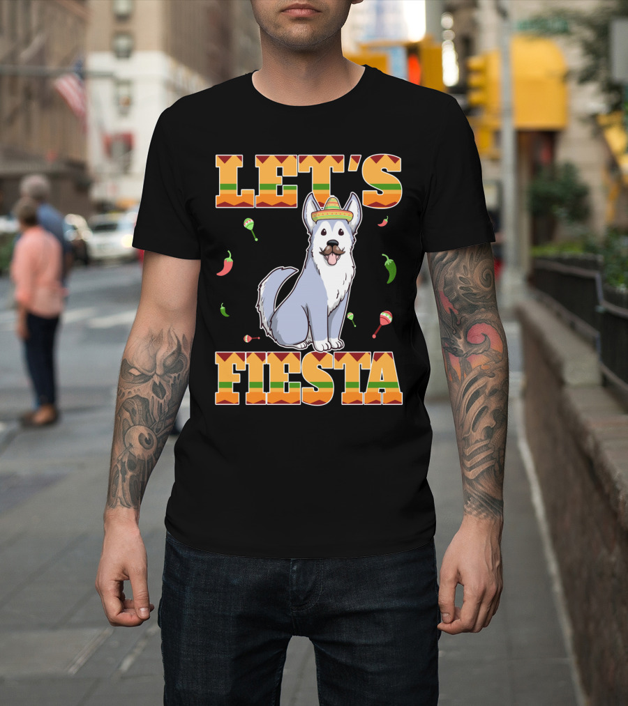 Let's Fiesta Husky Dog Sombrero Cinco De Mayo T-Shirt