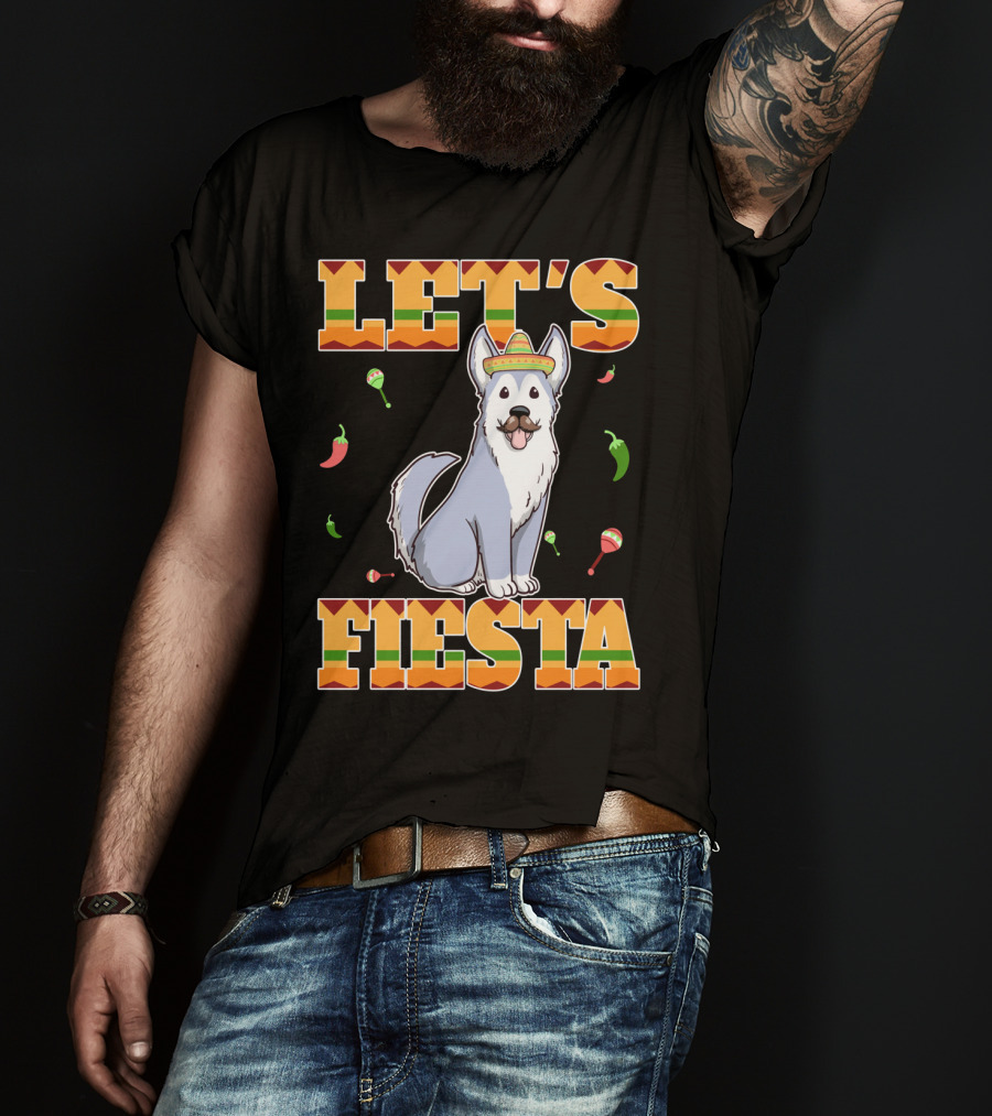 Let's Fiesta Husky Dog Sombrero Cinco De Mayo T-Shirt