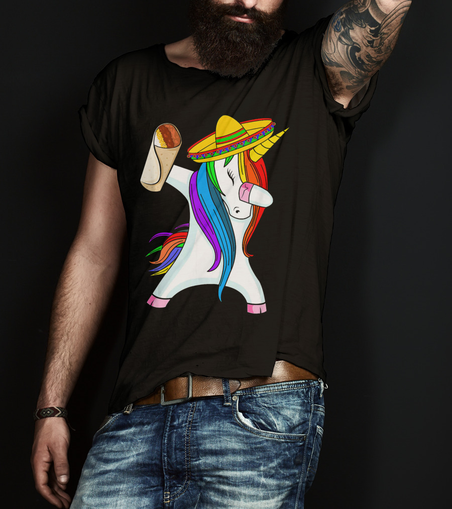Cinco De Mayo Dabbing Unicorn Sombrero Burrito T-Shirt