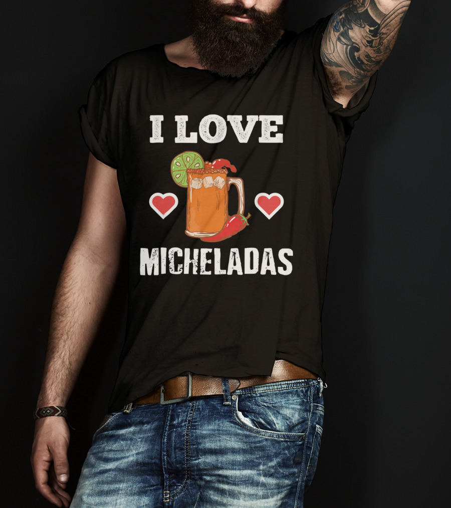 Cinco De Mayo I Love Micheladas Hearts Lime Pepper T-Shirt