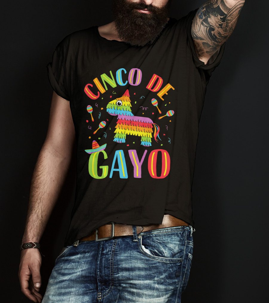 Cinco De Gayo Rainbow Pinata Maracas Fiesta T-Shirt