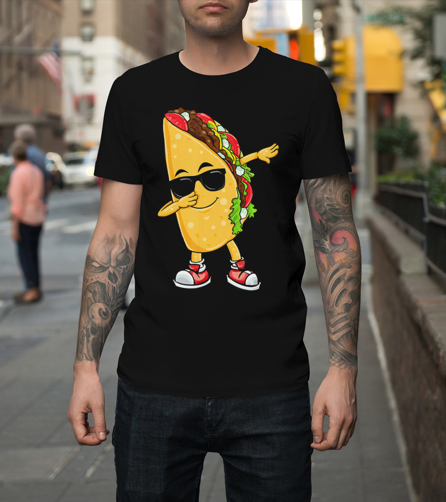 Dabbing Taco Cinco De Mayo Celebration Fun With Sunglasses T-Shirt