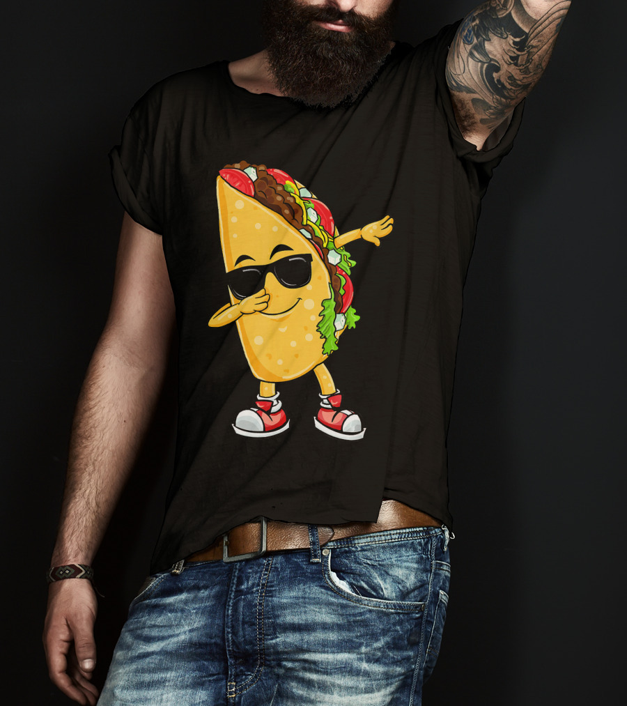 Dabbing Taco Cinco De Mayo Celebration Fun With Sunglasses T-Shirt