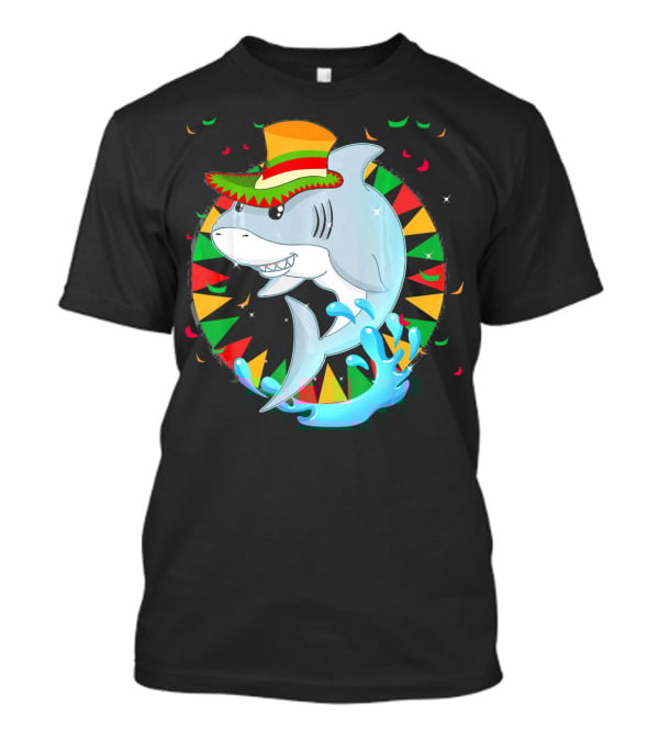 Cute Shark Cinco De Mayo 5th Of May Celebration Hat Sombrero Colorful Fiesta T-Shirt