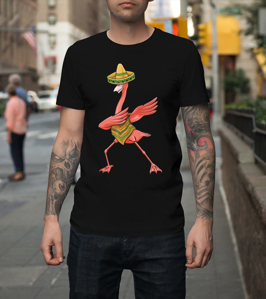 Cinco De Mayo Flamingo Dabbing Dab Sombrero T-Shirt